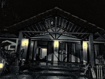 View of illuminated building