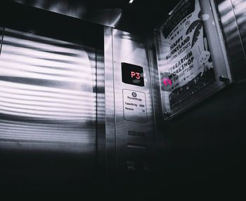 Close-up of illuminated bus