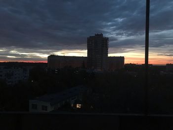 Silhouette buildings against sky during sunset