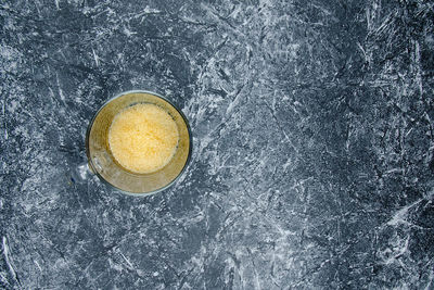 High angle view of drink on table