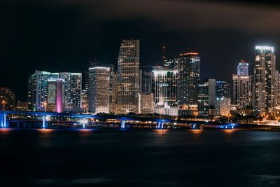 Illuminated city at night