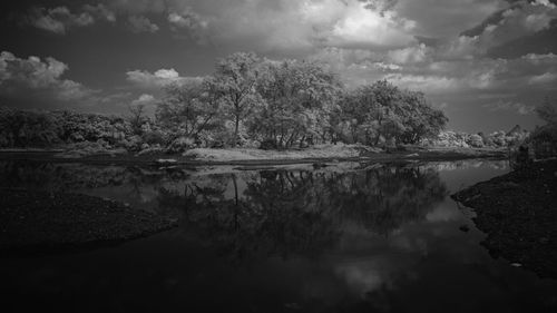 Scenic view of lake against sky