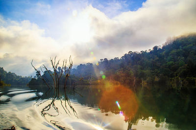 Scenic view of lake against sky