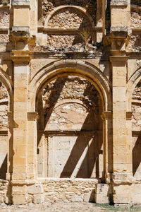 Aerial view of the ruins of an ancient abandoned monastery in santa maria de rioseco, burgos,