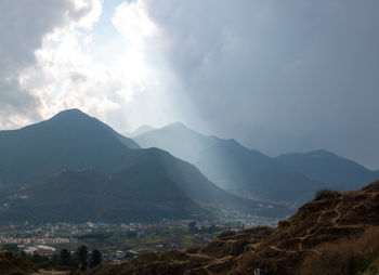 Scenic view of mountains against sky