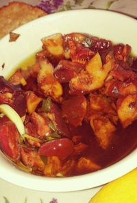 Close-up of meal served in bowl