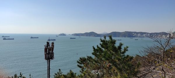 Scenic view of sea against clear sky