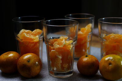 Close-up of orange juice in the glass