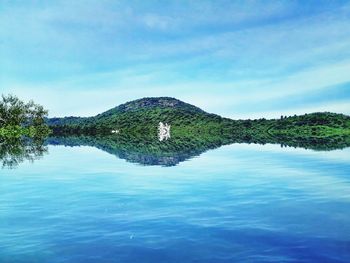 Scenic view of lake against sky