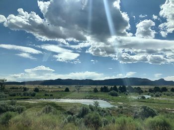 Scenic view of land against sky