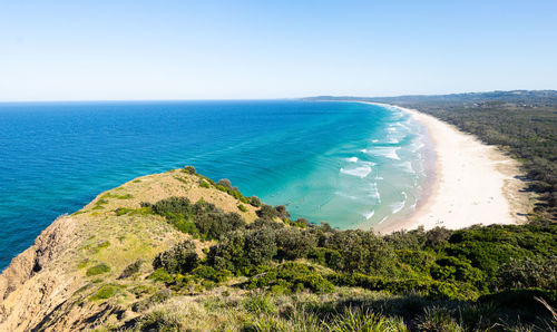 Scenic view of sea against clear sky