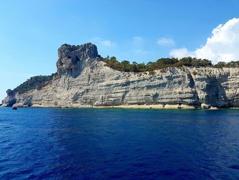 View of calm sea against blue sky