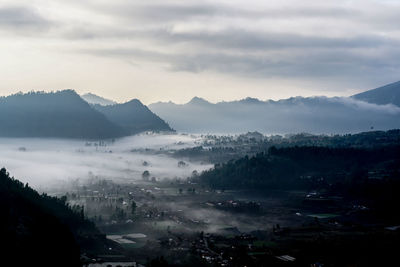 High angle view of landscape against sky