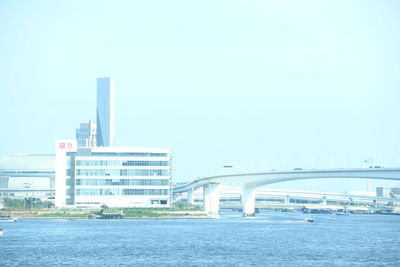 Bridge over river against clear sky