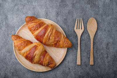 High angle view of breakfast on table