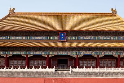 Low angle view of building against clear sky