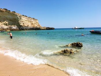 Scenic view of sea against clear sky