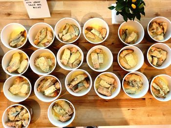 High angle view of food on table