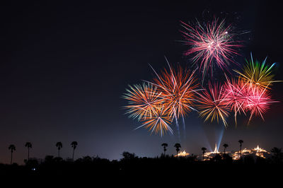 The most famous firework festival in  thailand.low angle view of firework display at night.