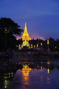 View of illuminated pagoda at night