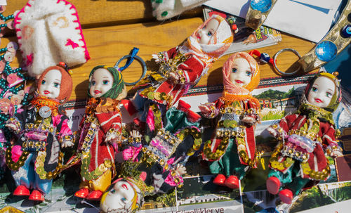 Various toys for sale at market stall