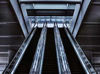 Low angle view of escalator in building