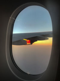 View of sky seen through airplane window