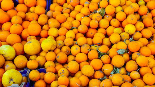 Full frame shot of oranges at market stall