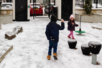 Children playing in the snow