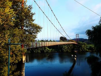 Suspension bridge over river in chile