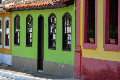 Exterior of multi colored building