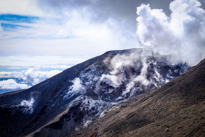 Scenic view of clouds over mountain against sky