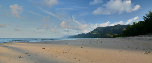 Panoramic view of beach against sky