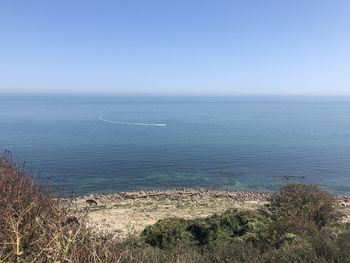 Scenic view of sea against clear sky