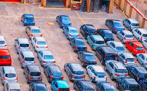 High angle view of traffic on city street
