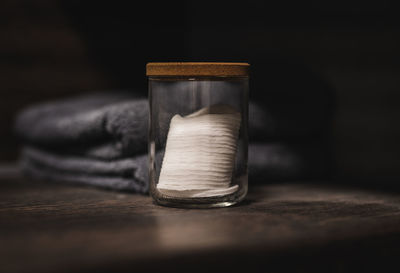 Close-up of coffee cup on table