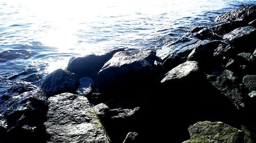 Scenic view of sea and rocks