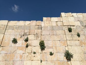 Low angle view of stone wall