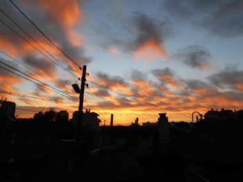 Low angle view of silhouette buildings against sky during sunset