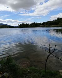 Scenic view of lake against sky