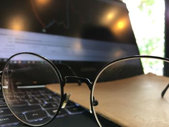 Close-up of sunglasses on table