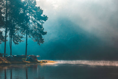 Scenic view of lake against sky