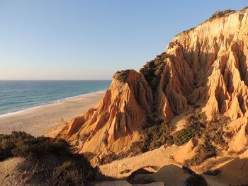 Scenic view of sea against clear sky