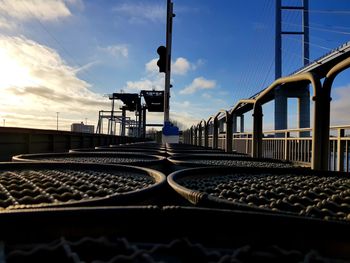 Surface level olevel in a bridge against sky