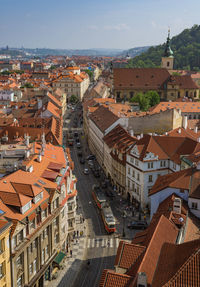 High angle shot of townscape against sky