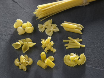 Various pasta on slate