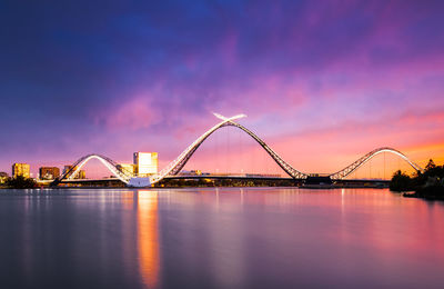 View of bridge over river in city