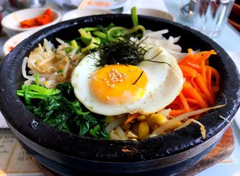 Close-up of meal served in plate