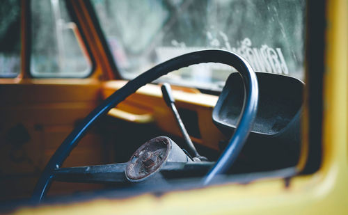 Close-up of vintage car window