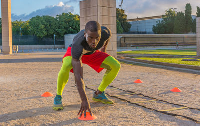 Male athlete practicing outdoors